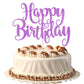 Fmiyuneea Happy Birthday Cake Topper- Glitter Happy Birthday Cake Decor, Handmade Anniversary/Birthday Party Supplies (Purple)