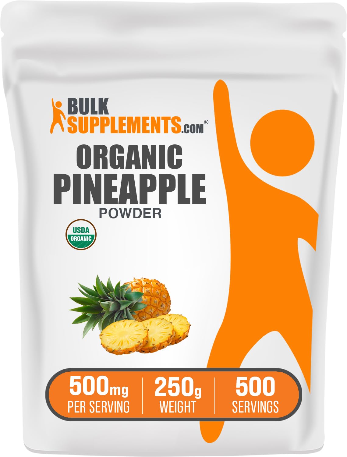 BulkSupplements Organic Pineapple Powder - Unsweetened, Gluten Free, 500mg per Serving, 2.2 lbs (Pack of 1), Model PINAPWD