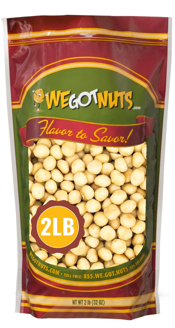 We Got Nuts Raw Macadamia Nuts, Shelled & Unsalted, 2 lbs, Premium Quality, Kosher Snack Pack, Resealable Pouch