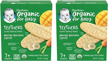 Gerber Snacks For Baby Teethers, Organic Gentle Teething Wafers, Mango Banana Carrot, 1.7 Ounce, 12 Count Box (Pack Of 2)