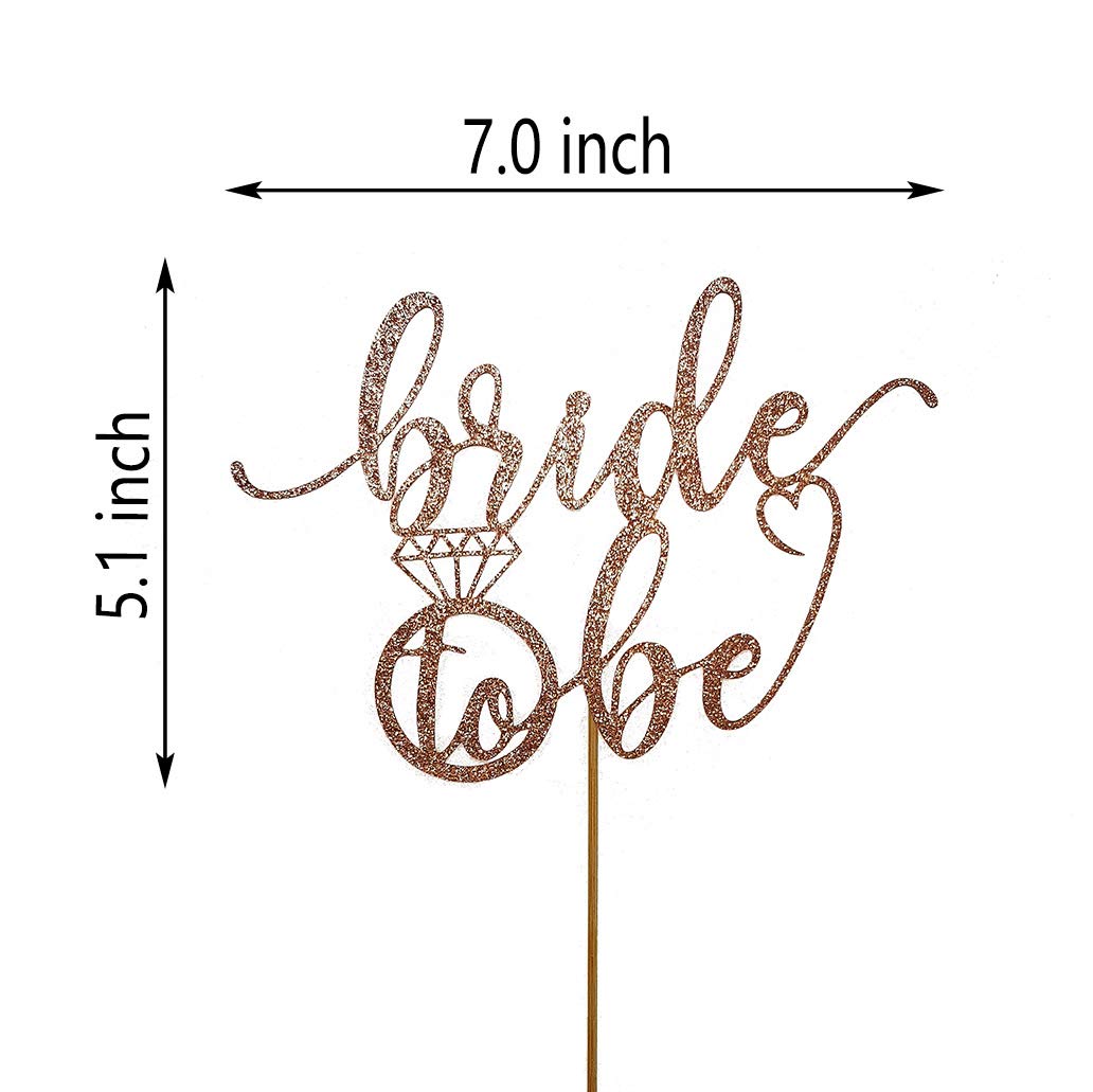 Aminjie Bride To Be Cake Topper For Bridal Shower/Wedding Shower/Engagement/Bachelorette/Hen Party Decorations, Double-Sided Ros