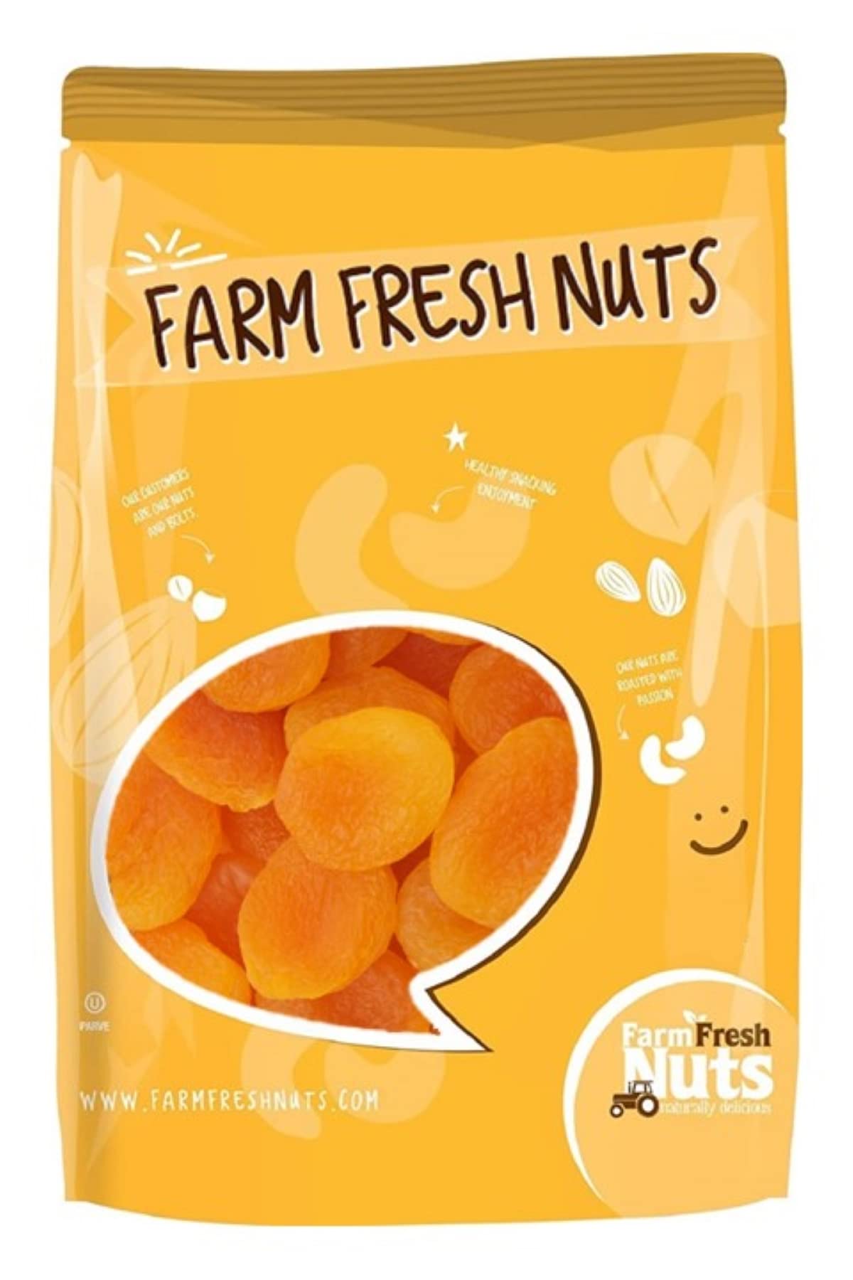Dried Turkish Apricot Fruit. (2 LB) - Best for healthy Snacking candy for Kids & Adults, Resealable bags, Sundried Unsweetened, 