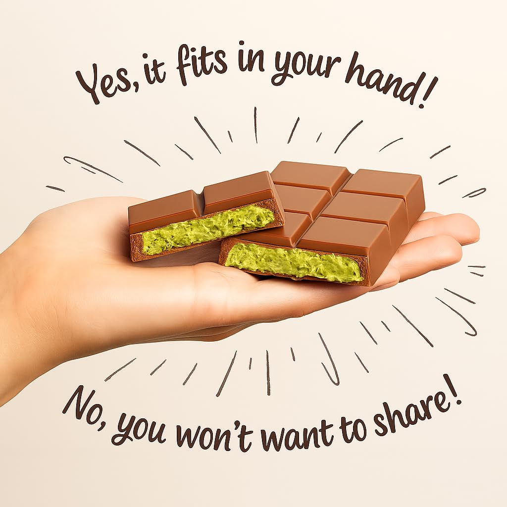 UniqBite Dubai Chocolate Bar Pistachio  3.17 oz (90gr)  Crunchy Loaded Knafeh Chocolate Bar with Pistachio Cream and Kataifi