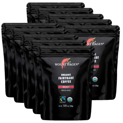 Mount Hagen 7.05oz Organic Freeze Dried Instant Coffee - 10 Pack | Medium Roast Arabica Beans | Eco-friendly, Fair-Trade Instant