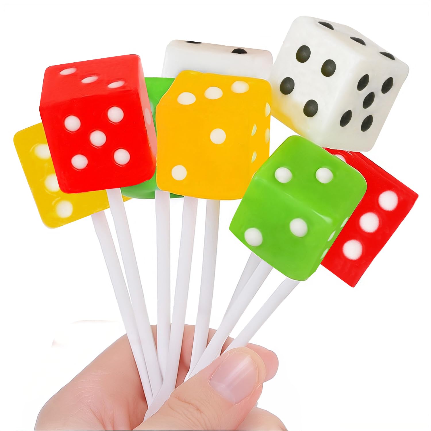 Dice Candy Lollipops  Gaming Place Theme Candy - Edible Dice Suckers - Individually Wrapped Pops 12 Pack  Vegas Style Party Event Favors
