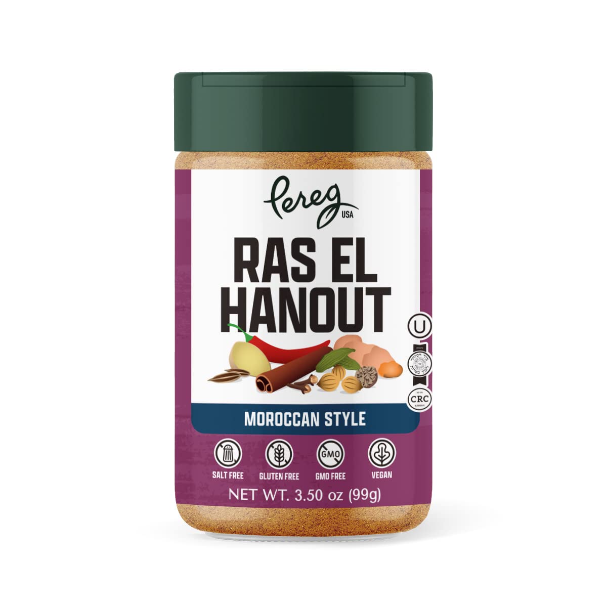 Pereg Ras El Hanout Moroccan Seasoning Spice Blend - Non-GMO, Kosher, Salt-Free, Sugar-Free - 3.5 Oz - 1 Count
