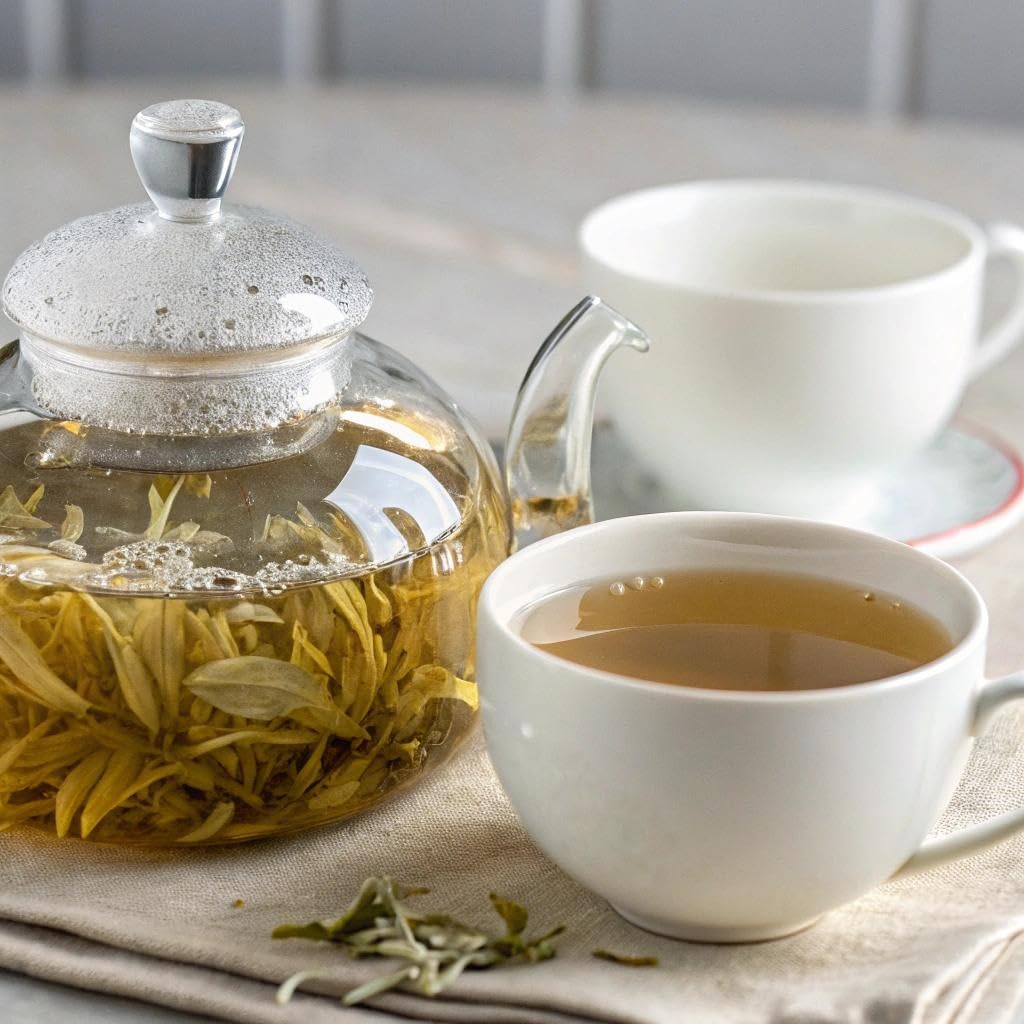 Tian Hu Shan Enhanced White Tea Loose Leaf, Original Bai Mu Dan With A Light & Fresh Delicate Flavor, Low Caffeine, Hot & Cold Brew 4 Ounce (Pack Of 1)