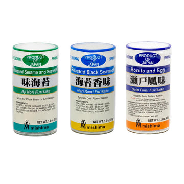 Japanese Furikake Seasoning, Nori Komi, Seto Fumi, Ajinori : Blend of Seaweed, Dried Bonito, Roasted Sesame Seed, and Egg Flakes