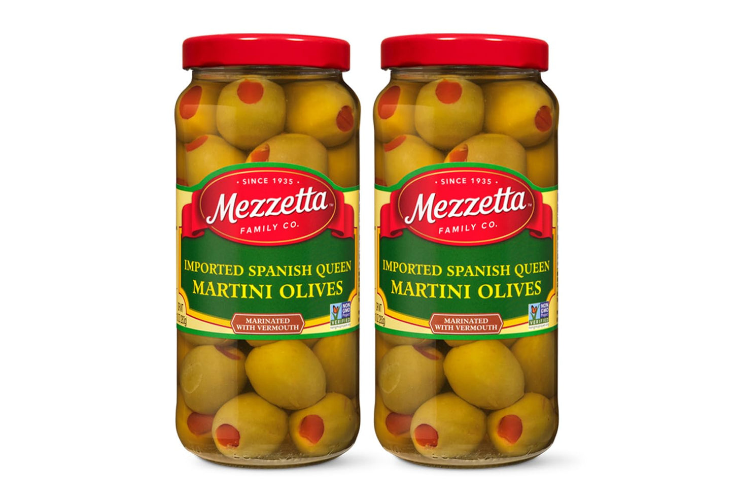 Mezzetta Spanish Queen Martini Olives, Non-GMO, Gluten Free, Keto, 10 oz Jar (Pack of 2)