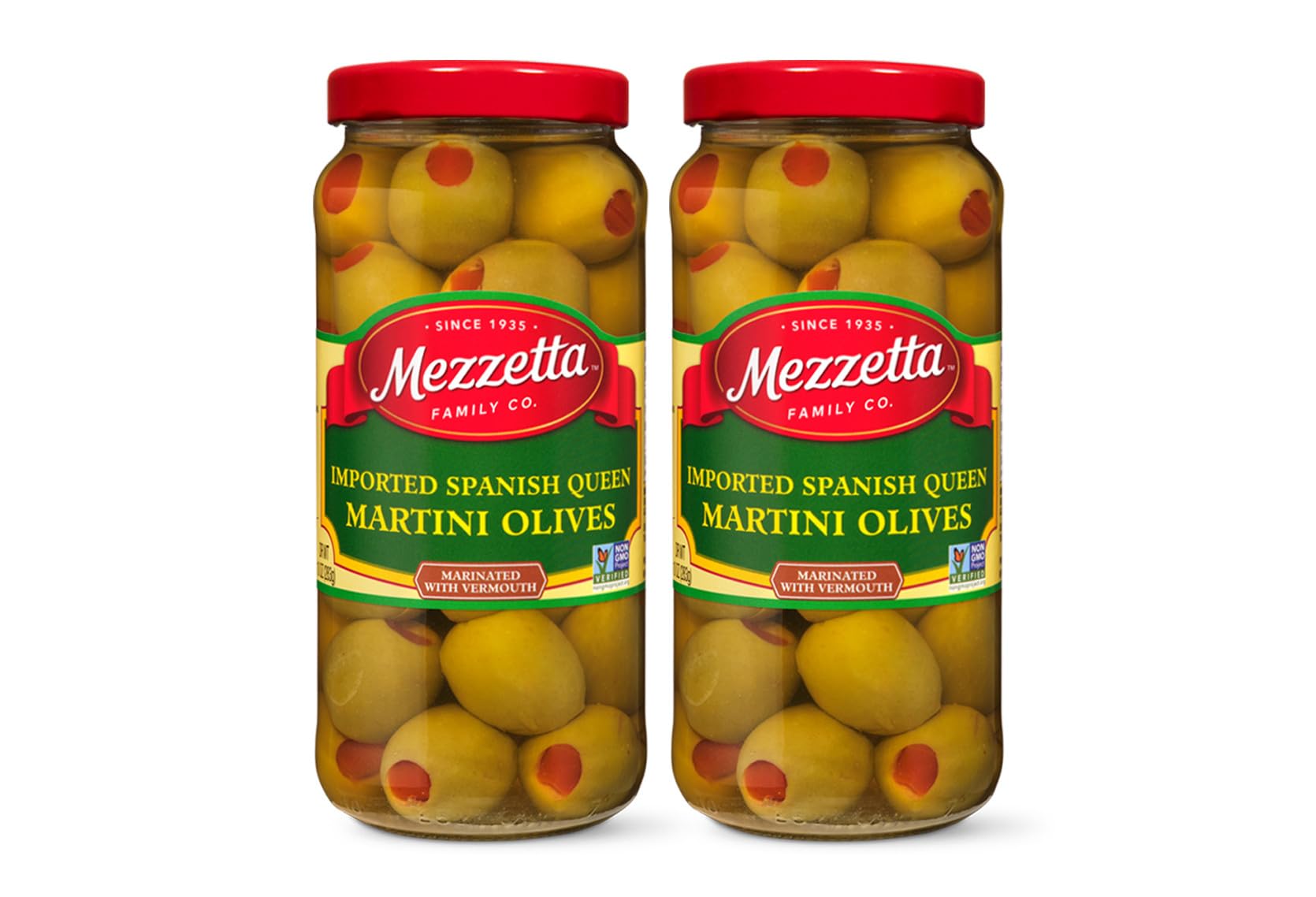Mezzetta Spanish Queen Martini Olives, Non-GMO, Gluten Free, Keto, 10 oz Jar (Pack of 2)