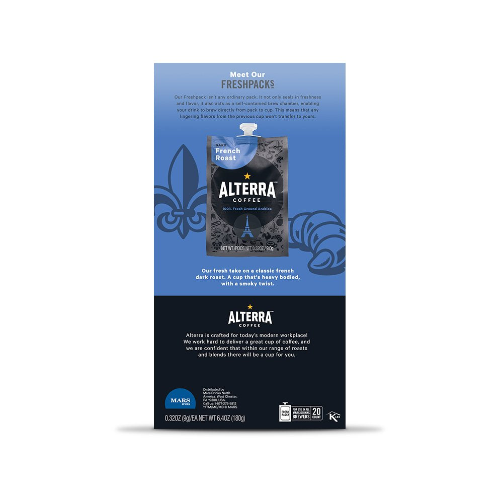 Alterra Coffee French Roast Single Serve Freshpacks For Mars Drinks Flavia Brewer, 20 Packets