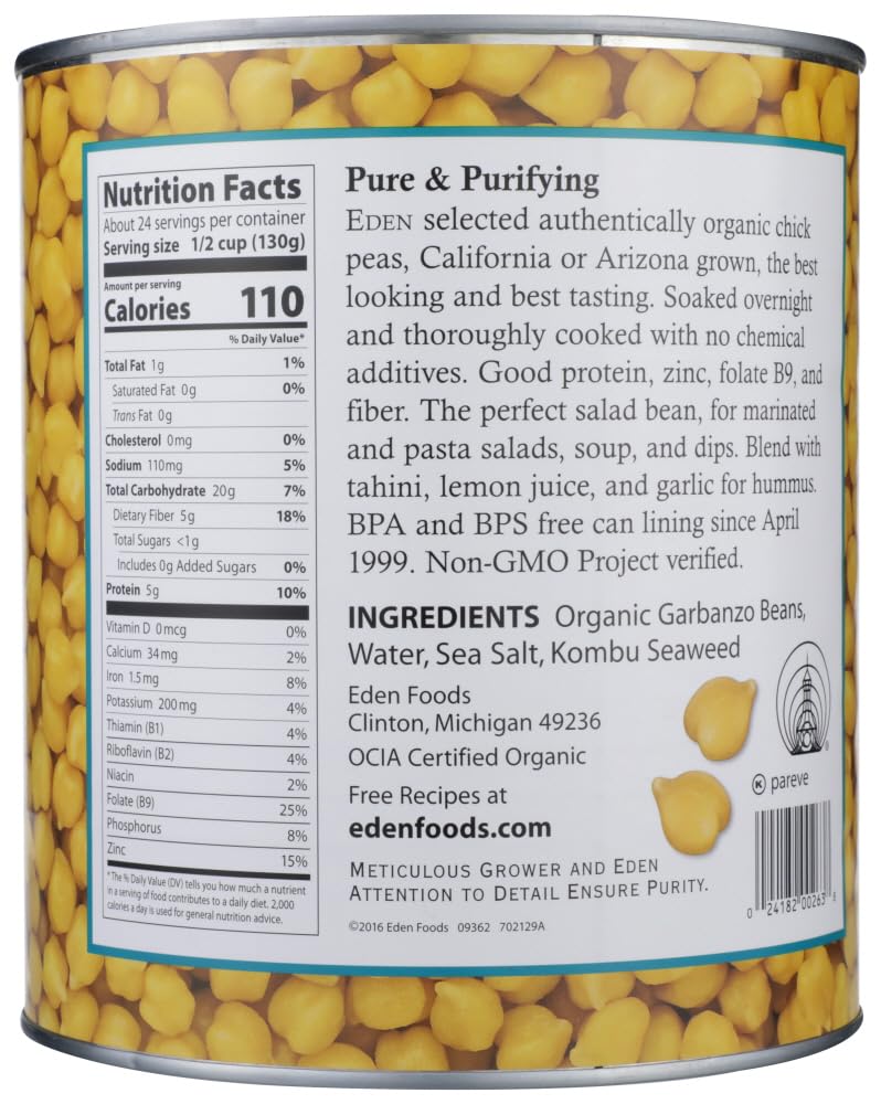 Eden Foods Organic Garbanzo Beans, 109 Oz