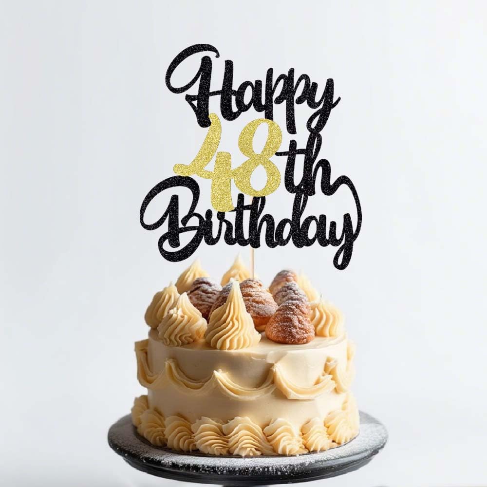Klionjor 48Th Birthday Cake Topper & Decoration - Happy Birthday Party Decoration Gift Plugin