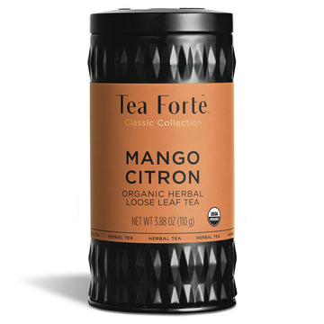 Tea Forte Mango Citron Organic Herbal Tea With Mango And Hibiscus, Makes 35-50 Cups, 3.88 Ounce Loose Leaf Tea Canister