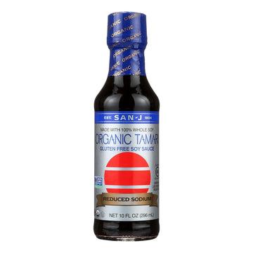 San-J Organic Platinum Tamari Sauce, Wheat Free Reduced Salt, 10-Ounce (Pack Of 6)
