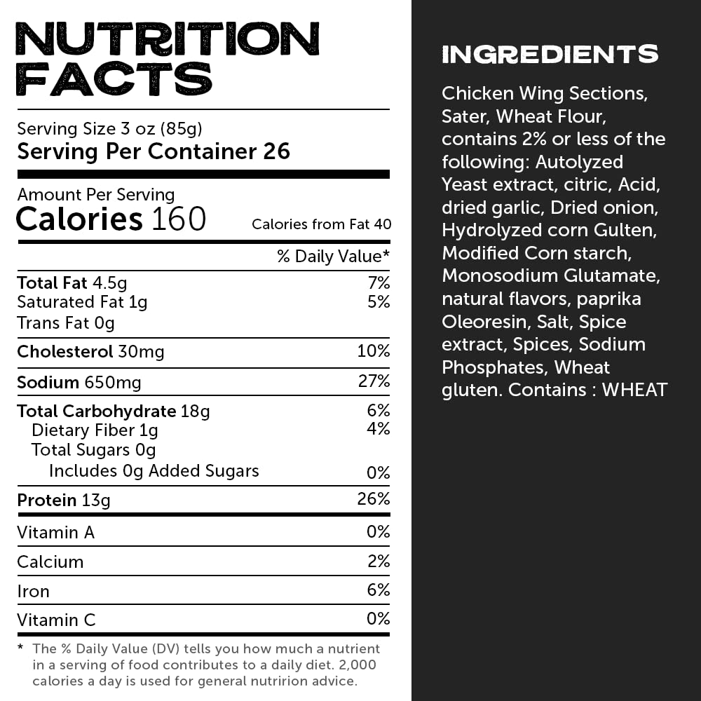 Dens Hot Dogs Gspirit-inspired flavorpy Butcher Heritage Chicken Wings, Garlic Parmesan Rub, Fully-Cooked, 20 OZ (Pack of 2), Golden-brown