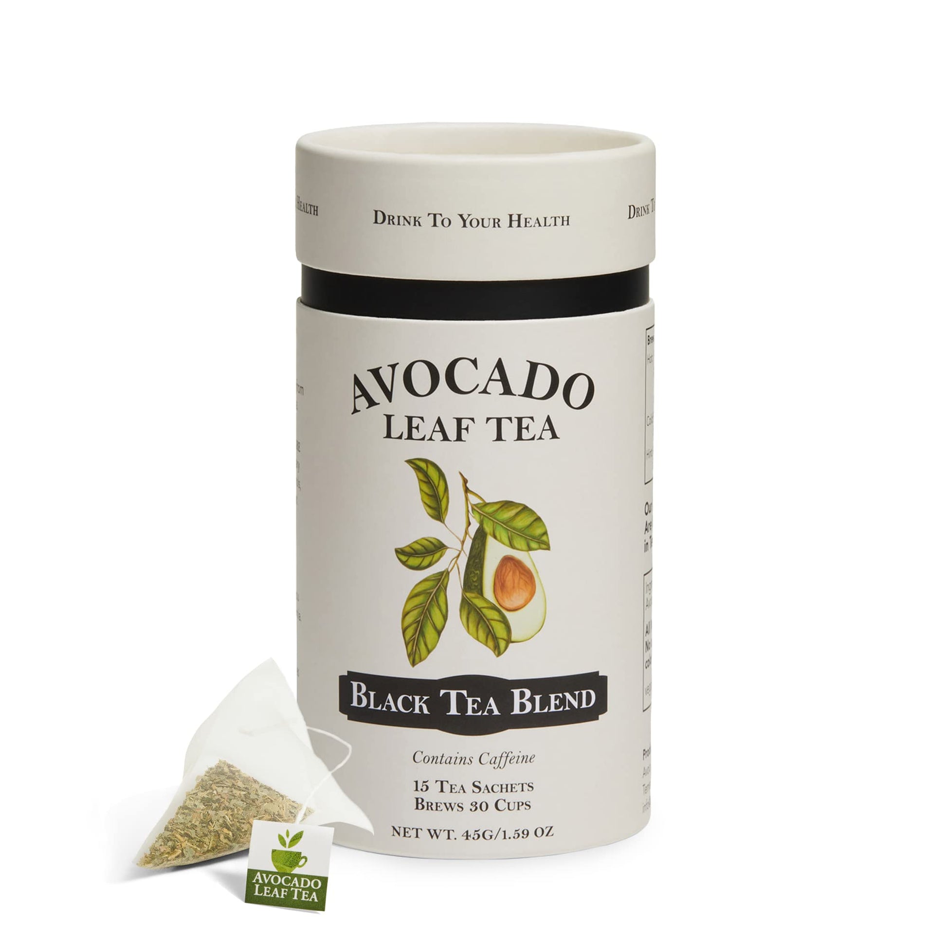 Avocado Leaf Tea Black Tea Blend, Lightly Caffeinated, 15 Tea Bags, Sugar-Free, Vegan, Gluten Free, Non-GMO, Model BLK-CAN
