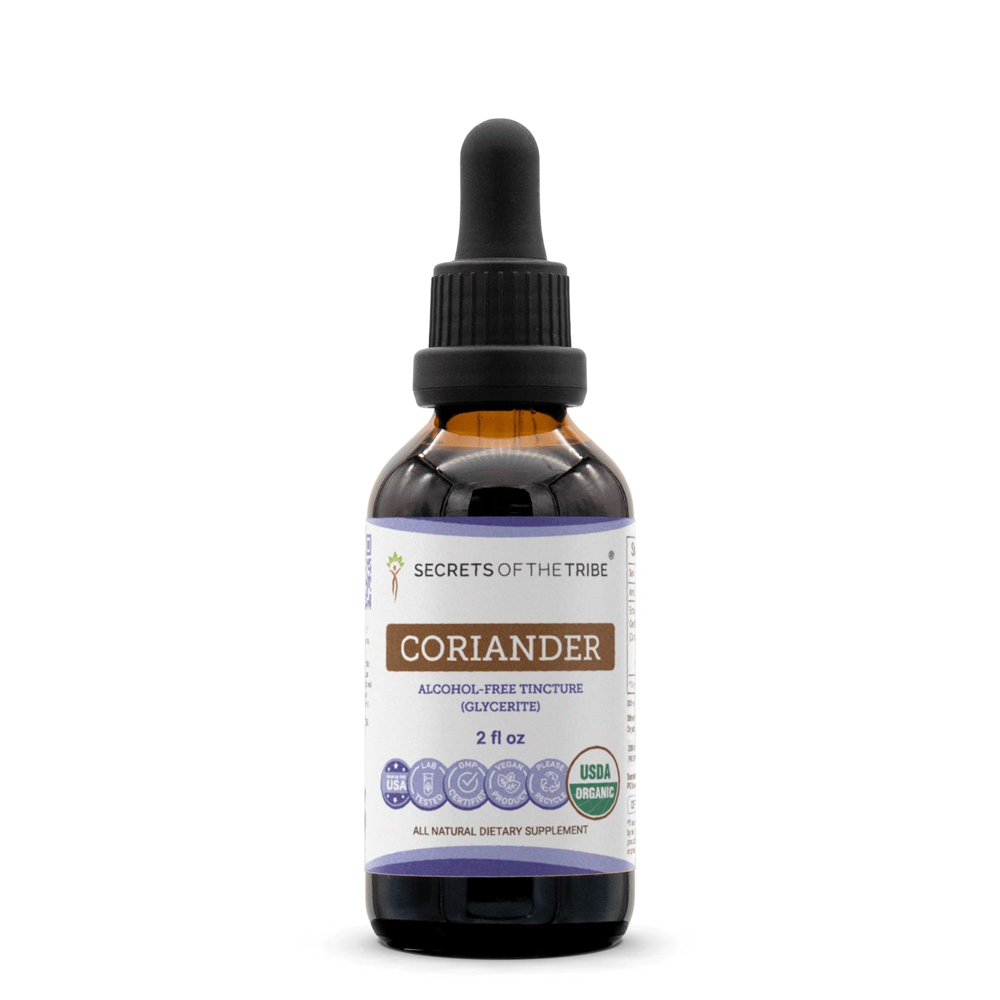 Secrets of the Tribe Organic Coriander Extract - Alcohol-Free Herbal Drops, 2 Fl Oz