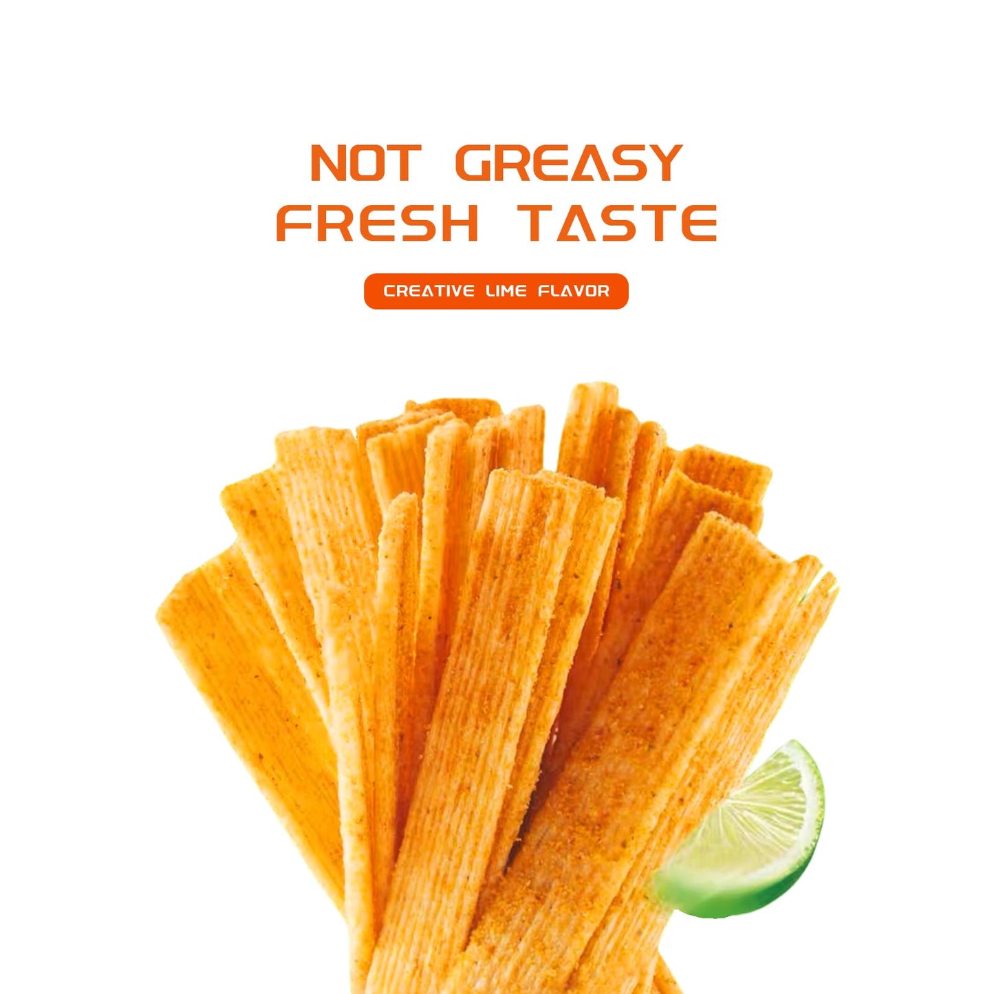 Spicy Strips - (Crispy)(Lime Flavor) Spicy Gluten Latiao, Chinese Special Casual Snack Food, Made From Wheat/Chili/Spice, Low Su