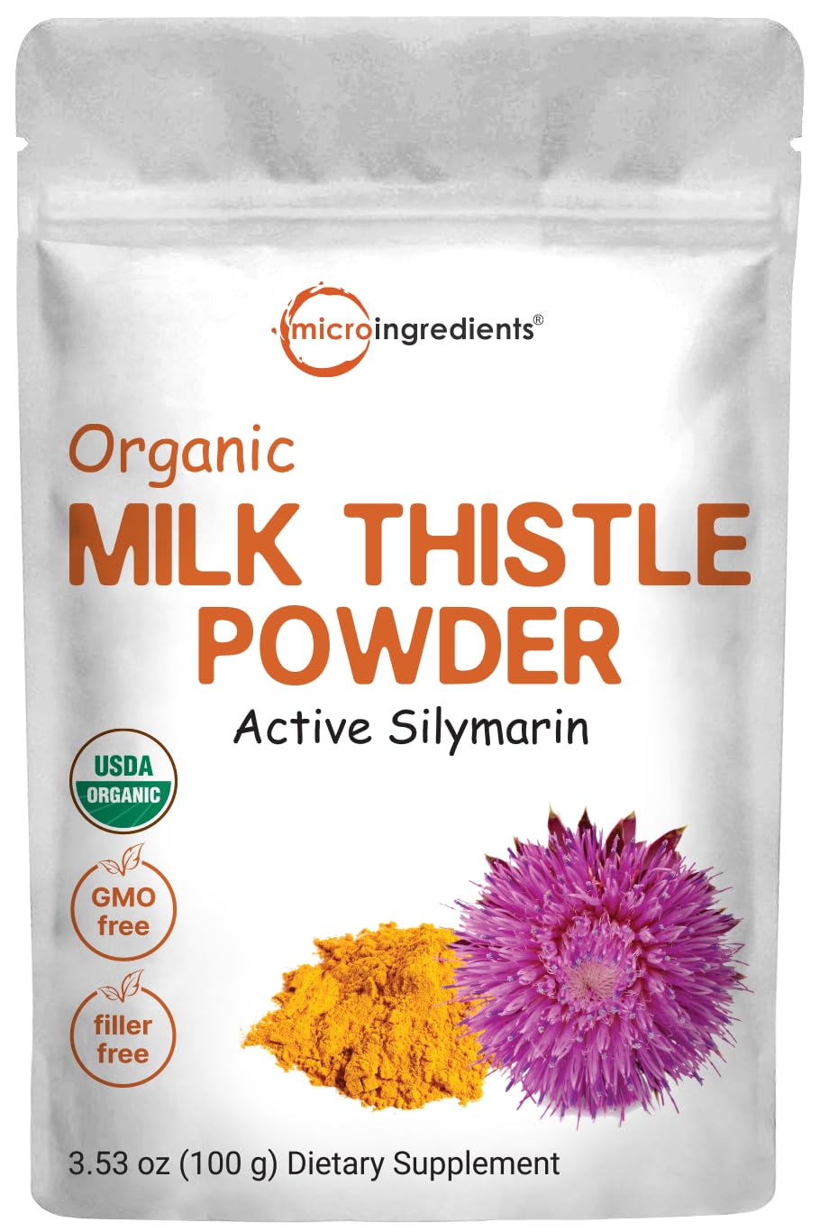 Organic Milk Thistle Tea Powder, 3.5 Ounces | 400 Servings | Premium Milk Thistle Liver Detox Supplement | Contains Active Silym
