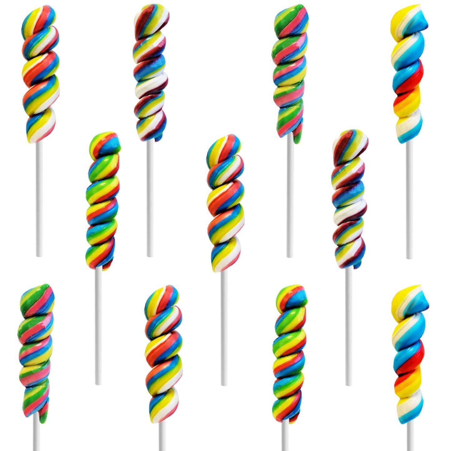 The Dreidel Company Twist Rainbow Lollipop, Mixed Fruit Flavor, 3 Inch, Pack of 12, Multi Color
