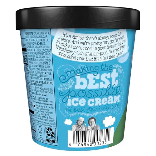 Ben & Jerrys Gimme Smore Toasted Marshmallow Ice Cream Pint Non-GMO 16 oz