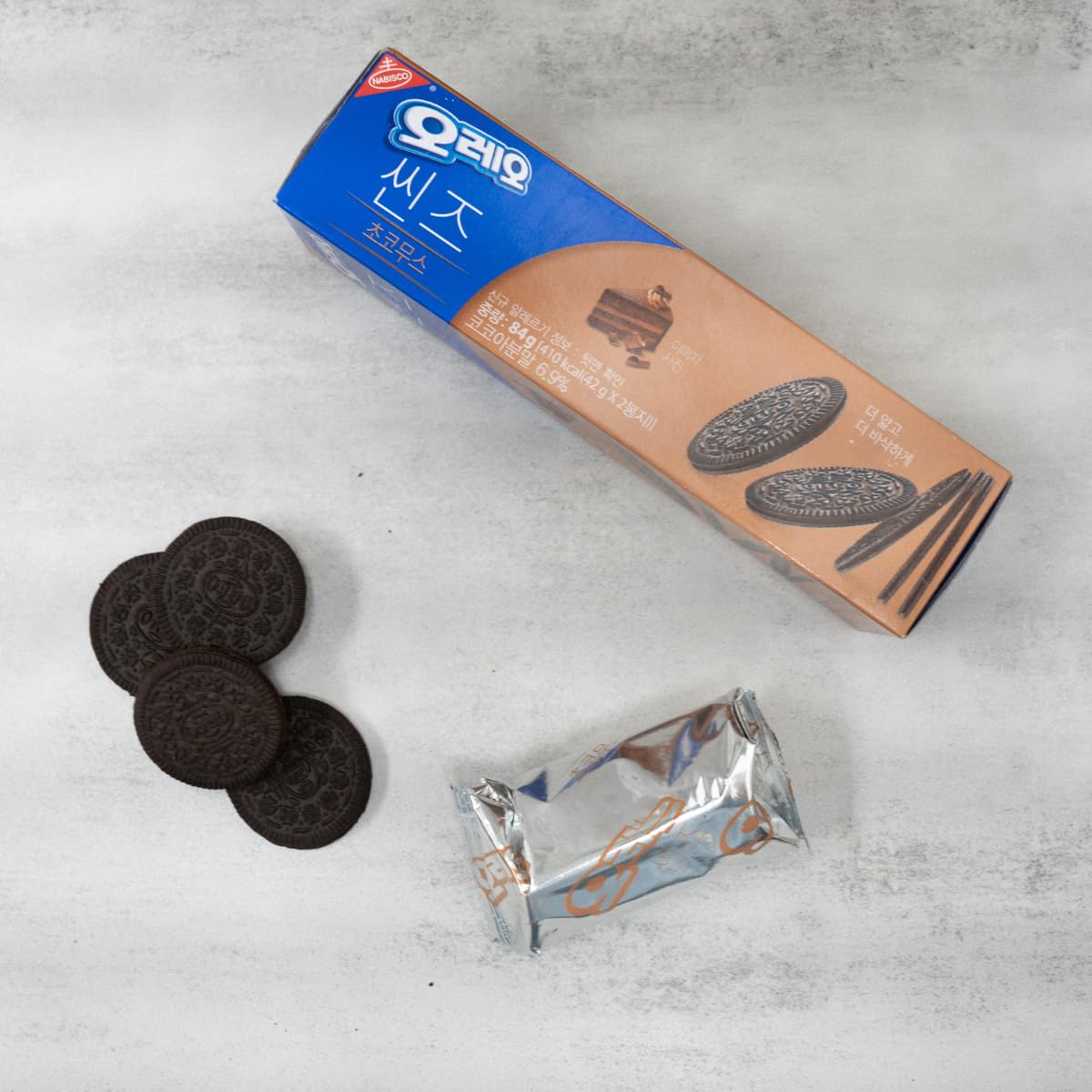 Korea Limited Edition - Oreo Thin Choco Mousse Cookies, Sandwich Crunchy Thin Between Chocolate Cream 2.96Oz Per Pack, Pack Of 4