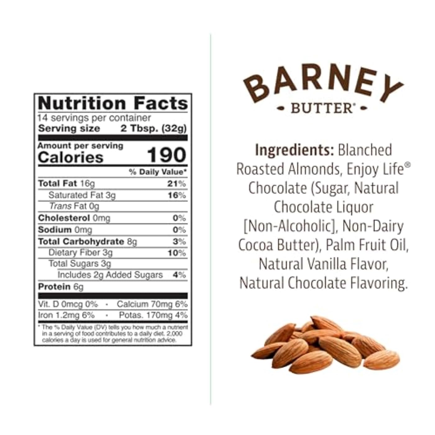 Barney Almond Butter, Chocolate, Paleo Friendly, KETO, Non-GMO, 16 Ounce