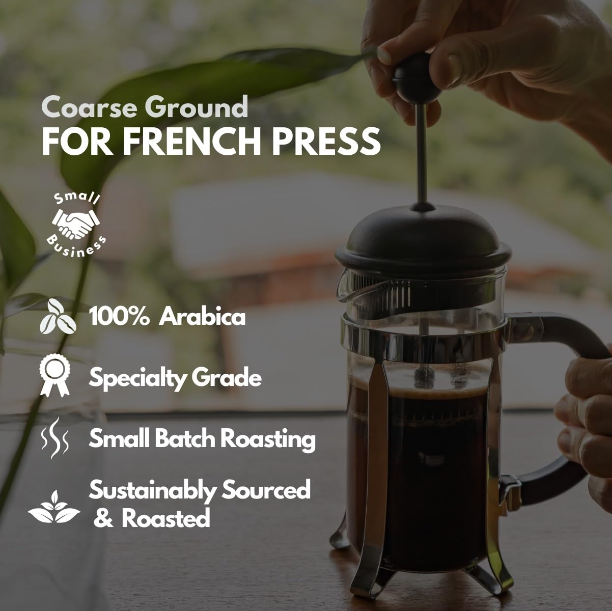 Canopy Point Coffee Honduras Dark Roast, Coarse Ground for Cold Brew & French Press, 12oz, Non-Toxic Air Roasted