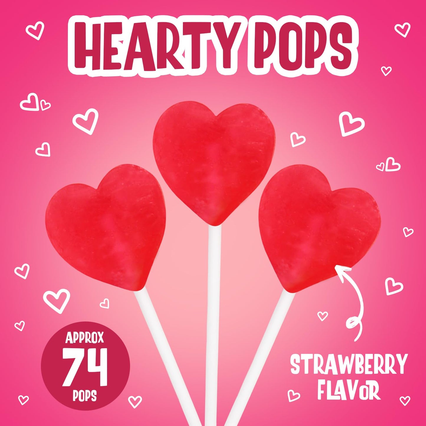 Zazers Heart Shaped Strawberry Lollipops | Approx. 74 Individually Wrapped Pops | Gluten-Free, Nut-Free, Kosher | 2 Bags (300G E