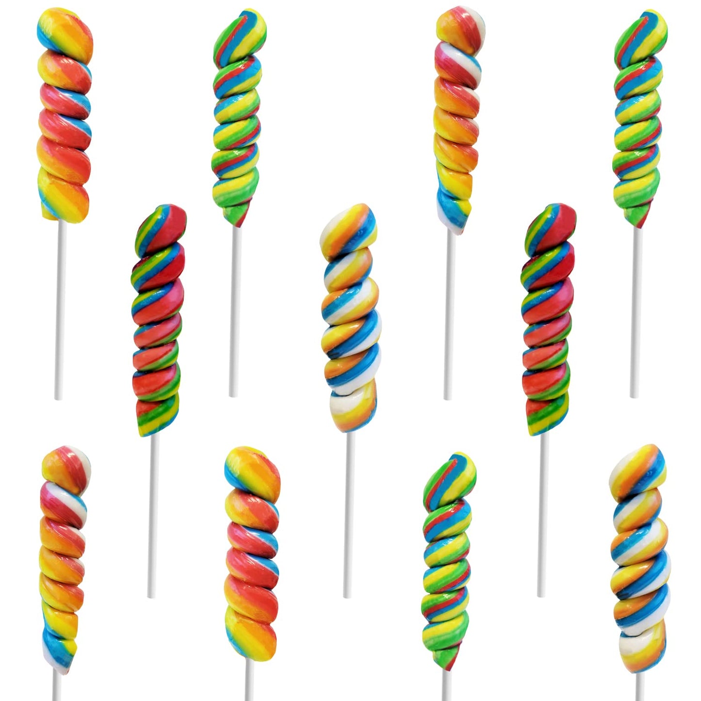 The Dreidel Company Rainbow Twist Lollipop, Mixed Fruit, 48-Pack, Multicolor, 3-Inch Suckers
