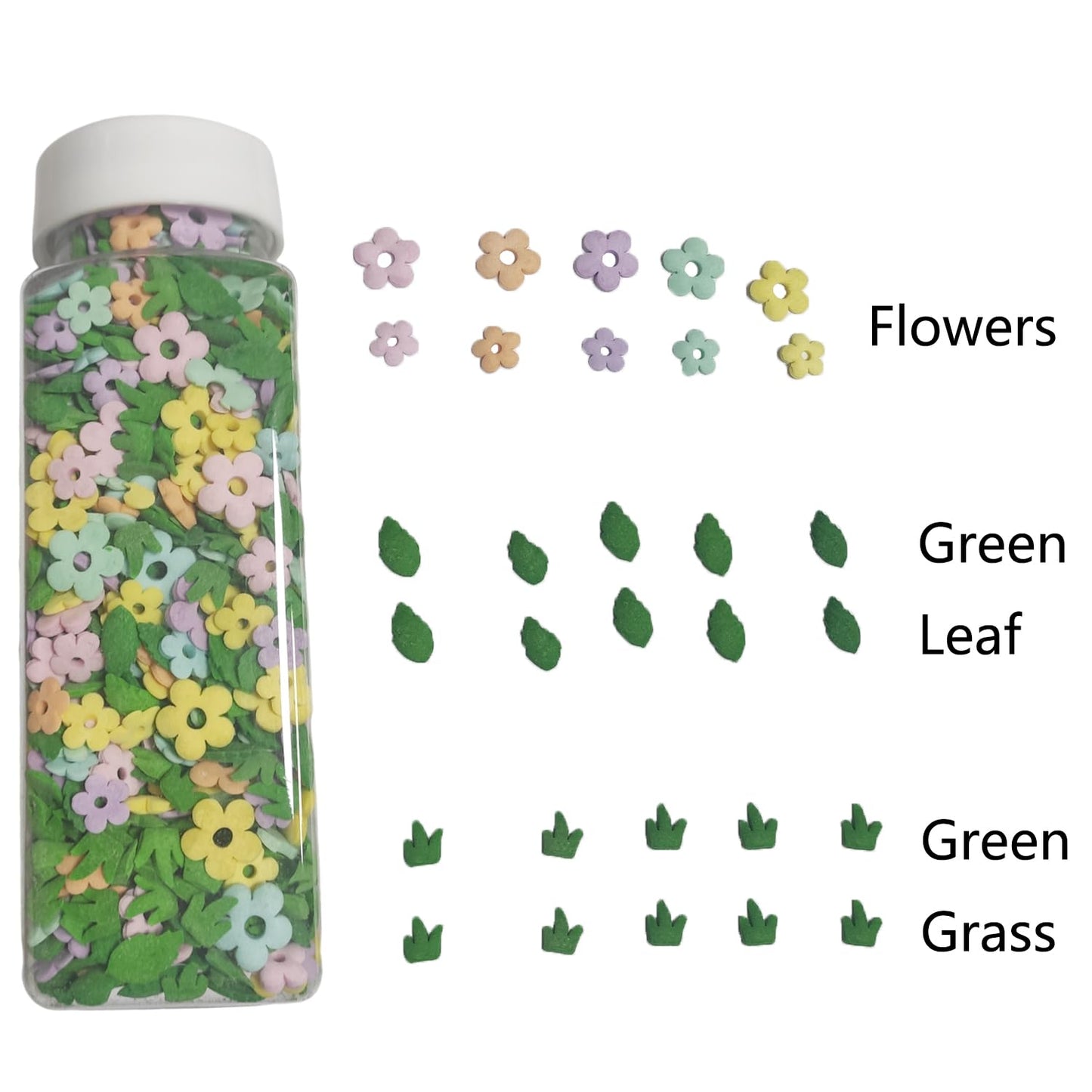 Edible Sugar Colorful Flowers Sprinkles Green Leaf Cake Cupcake Toppers Cookie Decorations Green Grass Sweet Dessert Sprinkle Fo