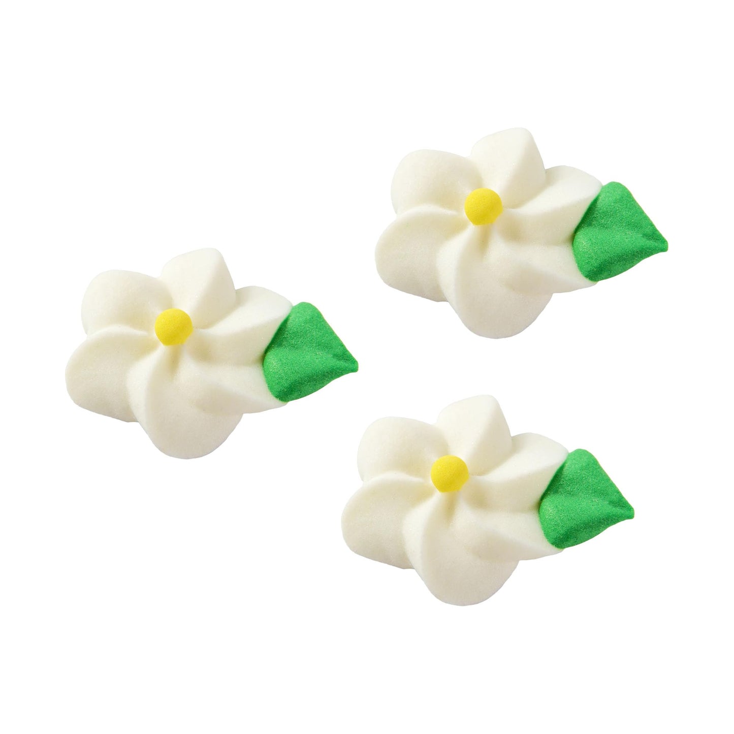 OCREME Swirl Royal Icing Sugar Flower Decorations Set of 15, 1 Inch, White, Model OCRIF-36