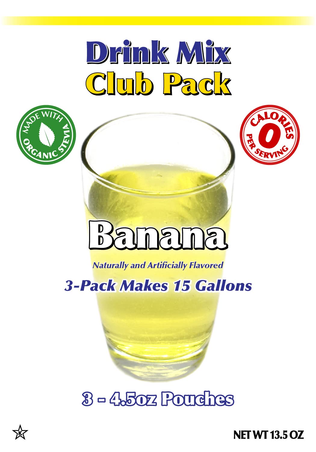 Gramzero All Natural Banana Zero Calorie Sugar Free Drink Mix, Great For Nutrition Club Loaded Tea, Stevia Sweetened