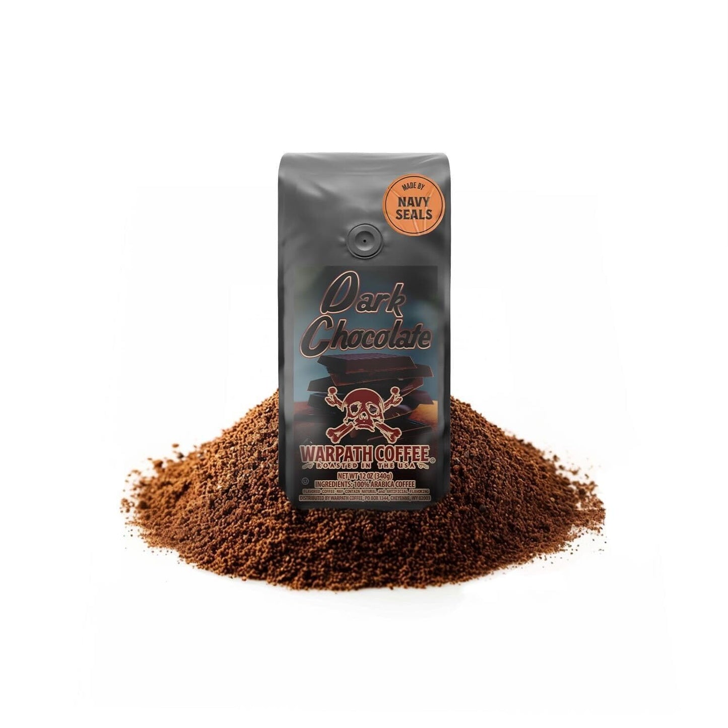Warpath Coffee Light Roast Ground Coffee, Dark Chocolate Blend, High Caffeine, 12oz