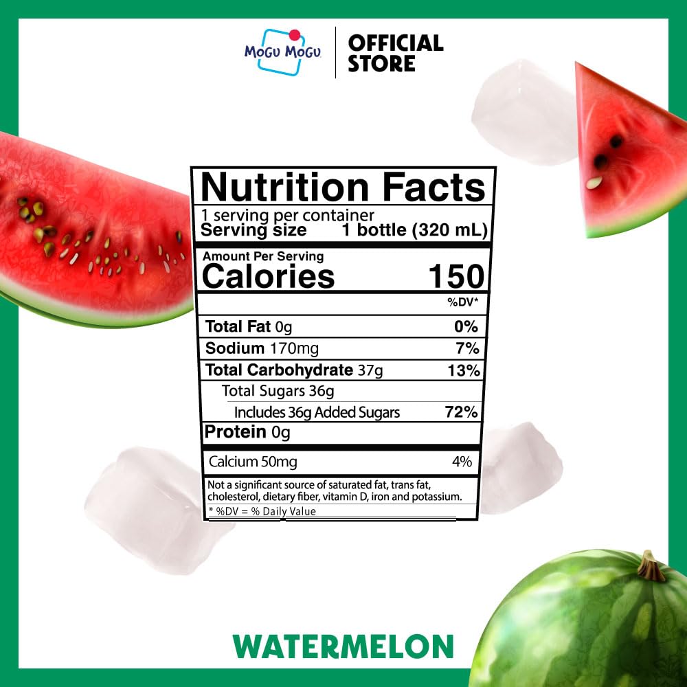 Mogu Mogu Watermelon Juice Drink with Nata de Coco, 1.8 Fl Oz (Pack of 6)