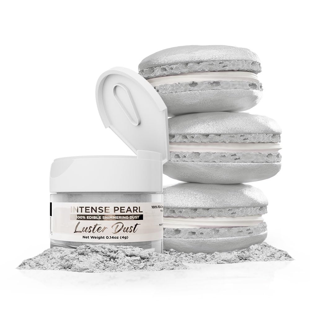 Luster Dust - Intense Pearl White (4g 1x Jar) | Edible Vegan Dust & Paint for Cake Decorating, Ice Cream, Desserts, Cocktails an