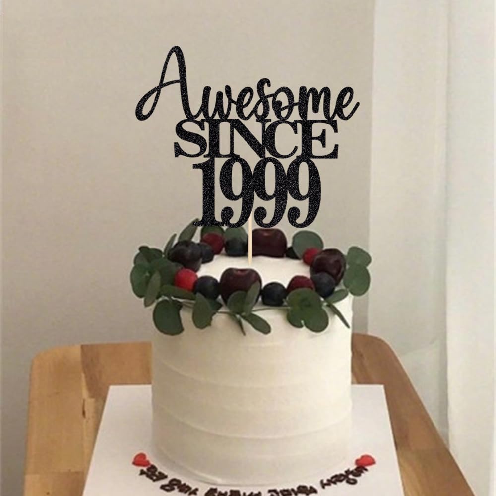 25Th Awesome Since1999 Cake Topper Cheers To 25 Years Birthday Cake Pick 25 Fabulous Cake Decoration For Happy 25Th Birthday Ann