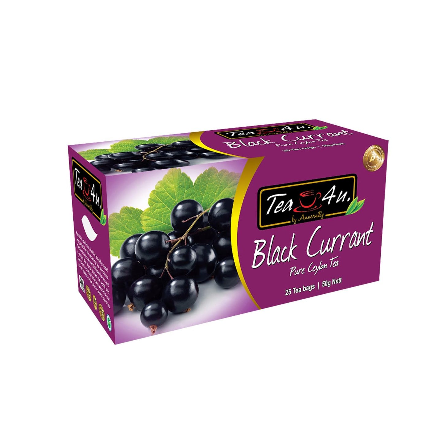 Tea4U Flavored Black Ceylon Teabags - Black Currant | Ideal Quality From Sri Lanka'S Finest Leaves And Expertly Blended - 25 Cou