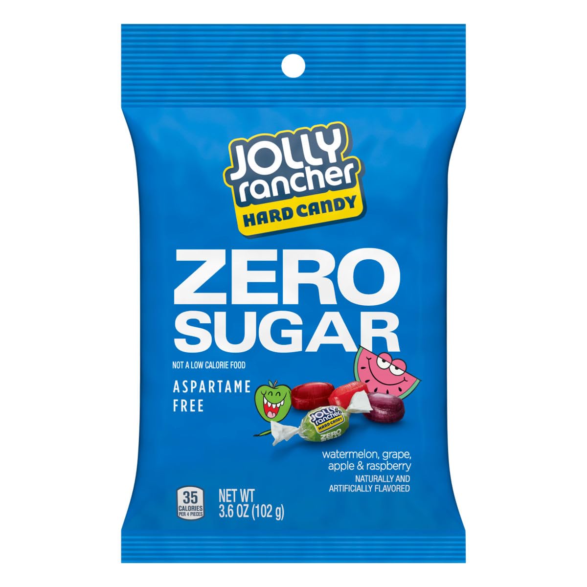 Jollyranchers Zero Sugar, 3.6 Ounce Bag (Pack Of 6), Individually Wrapped Hard Candy, The Hampton Popcorn & Candy Company