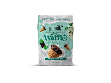 got milk? Mini Waffle Cones, Mint Chocolate Chip, 4.24 Oz. / 119g Resealable Bag, Delicious Mint Chocolate Filled Waffle Cone Bi
