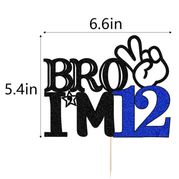 Bro I'M 12 Cake Topper- 12Th Birthday Cake Picks, Officially Teenager Cake Topper, Boy 12Th Birthday Cake Decorations - 12 Years