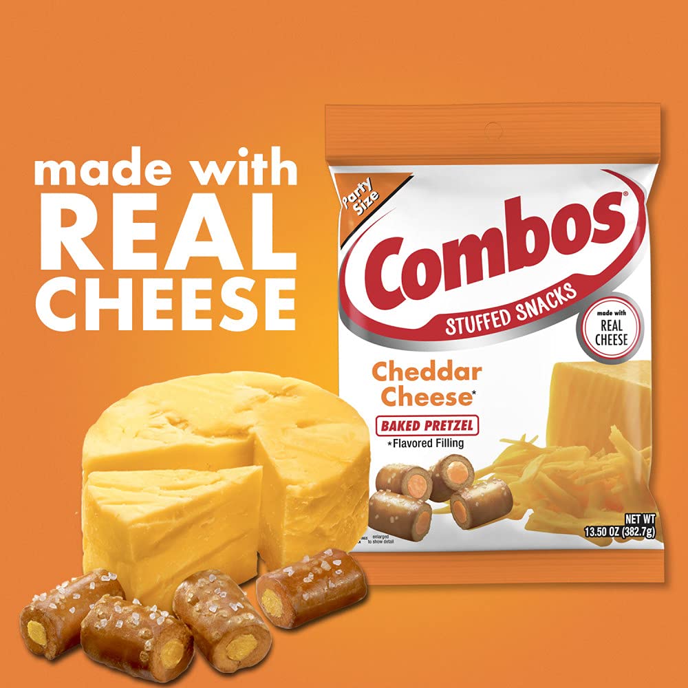 Combos Cheddar Cheese Baked Pretzel Snacks, 13.5 Oz. Bag, 13.5 Oz (Pack of 2)