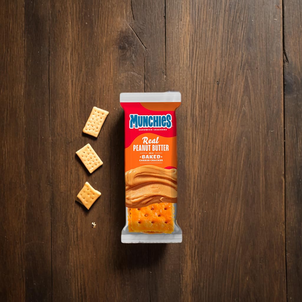 Munchies Peanut Butter on Cheese Crackers, 1.42 Ounce, Cheese Crackers, Peanut Butter Crackers, Snack Crackers, Cheese Crackers