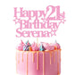EDSG Personalized Birthday Cake Topper - Custom Name & Age Decoration, Multicolor Glitter, Baby Pink
