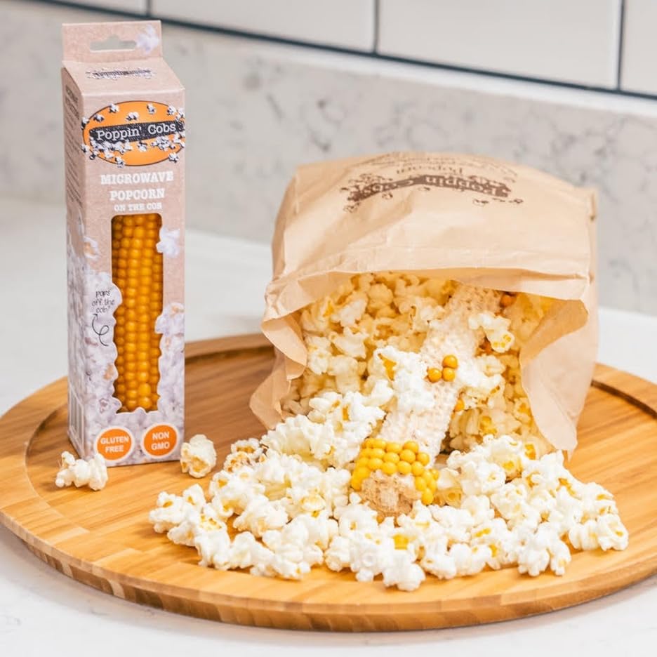 Microwave Popcorn on the Cob - Pops off the Cob | Poppin Cobs Popcorn | Single Pack Case (14 Count) | Single Ingredient | Glute