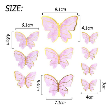 20Pcs Butterfly Cake Toppers 3D Gold Pink Purple Butterfly Cupcake Toppers Handmade Butterfly Cake Decorations For Girls Baby Sh