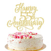 AROKIPPRY golden Glitter Happy 55th Anniversary Cake Topper - for Wedding Anniversary/Company Anniversary Party / 55th Birthday 