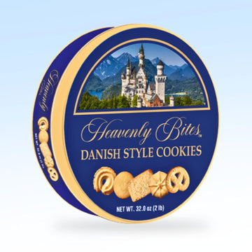Heavenly Bites Danish Style Butter Cookies In Metal Tin 32 Oz (6 Pack)