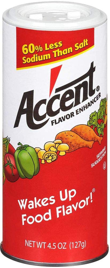 Ac'Cent Flavor Enhancer 00054 All Natural 4.5 Oz. Wakes Up Food Flavor Canister (Pack Of 2); Ideal For Meats, Poultry, Vegetable